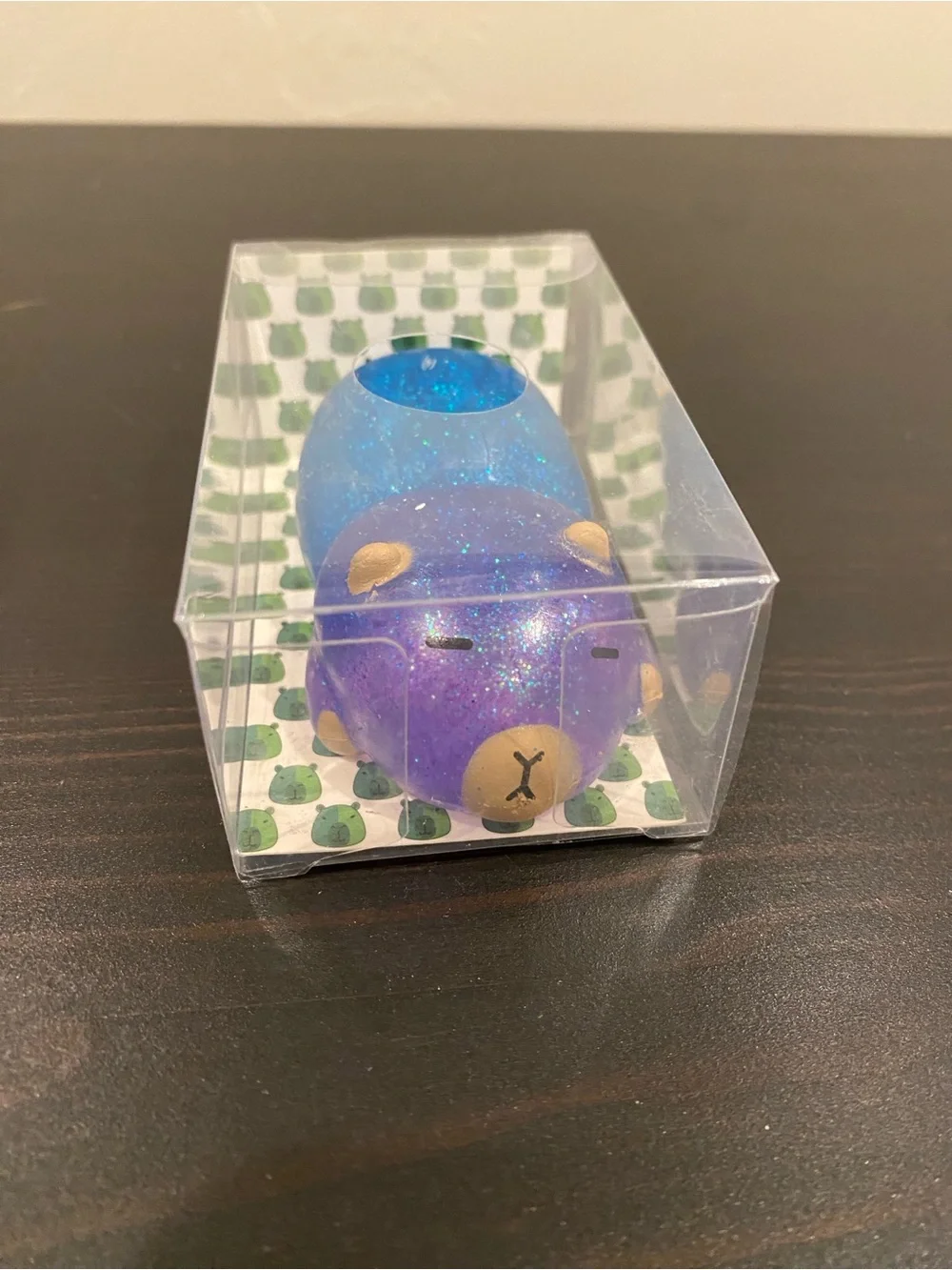 Iridescent Glitter Blue-Green Squishy cat, capybara, pig. Like NeeDoh. Brand new